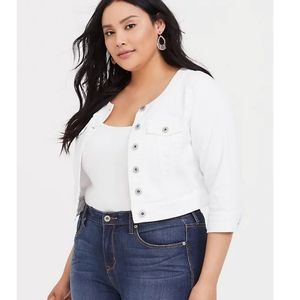 Torrid size 2 Crop White Jean Jacket